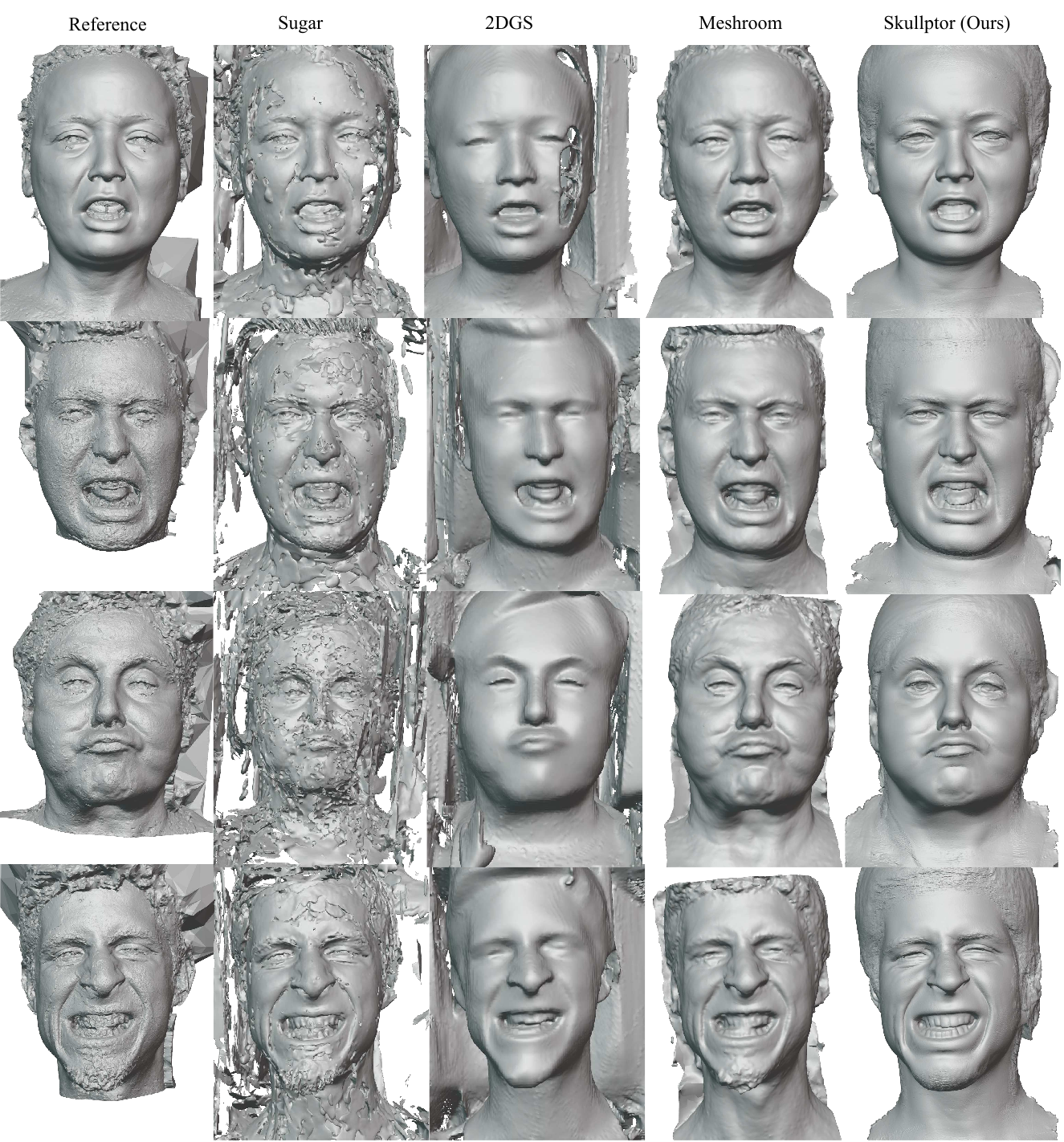 Comparison of final mesh reconstruction with baselines